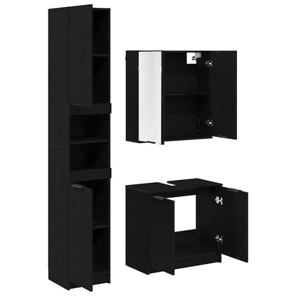 vidaXL Bathroom Cabinet Set 3 pcs Black Oak Engineered Wood