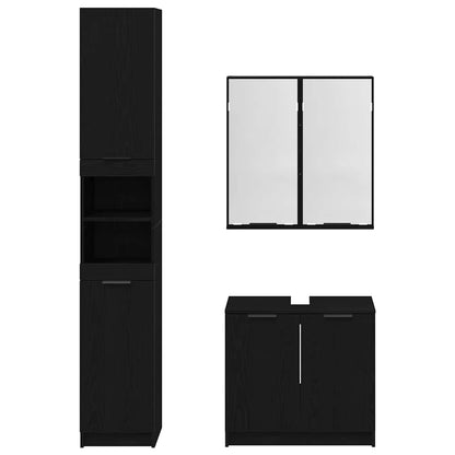vidaXL Bathroom Cabinet Set 3 pcs Black Oak Engineered Wood