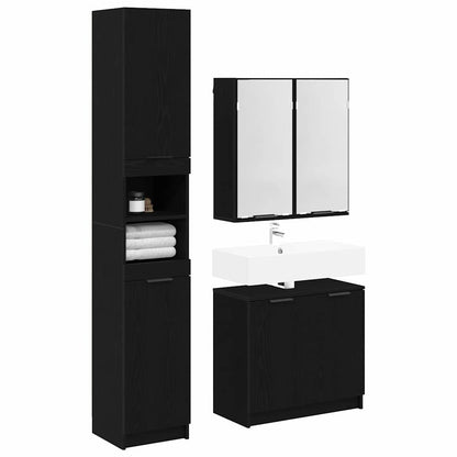 vidaXL Bathroom Cabinet Set 3 pcs Black Oak Engineered Wood