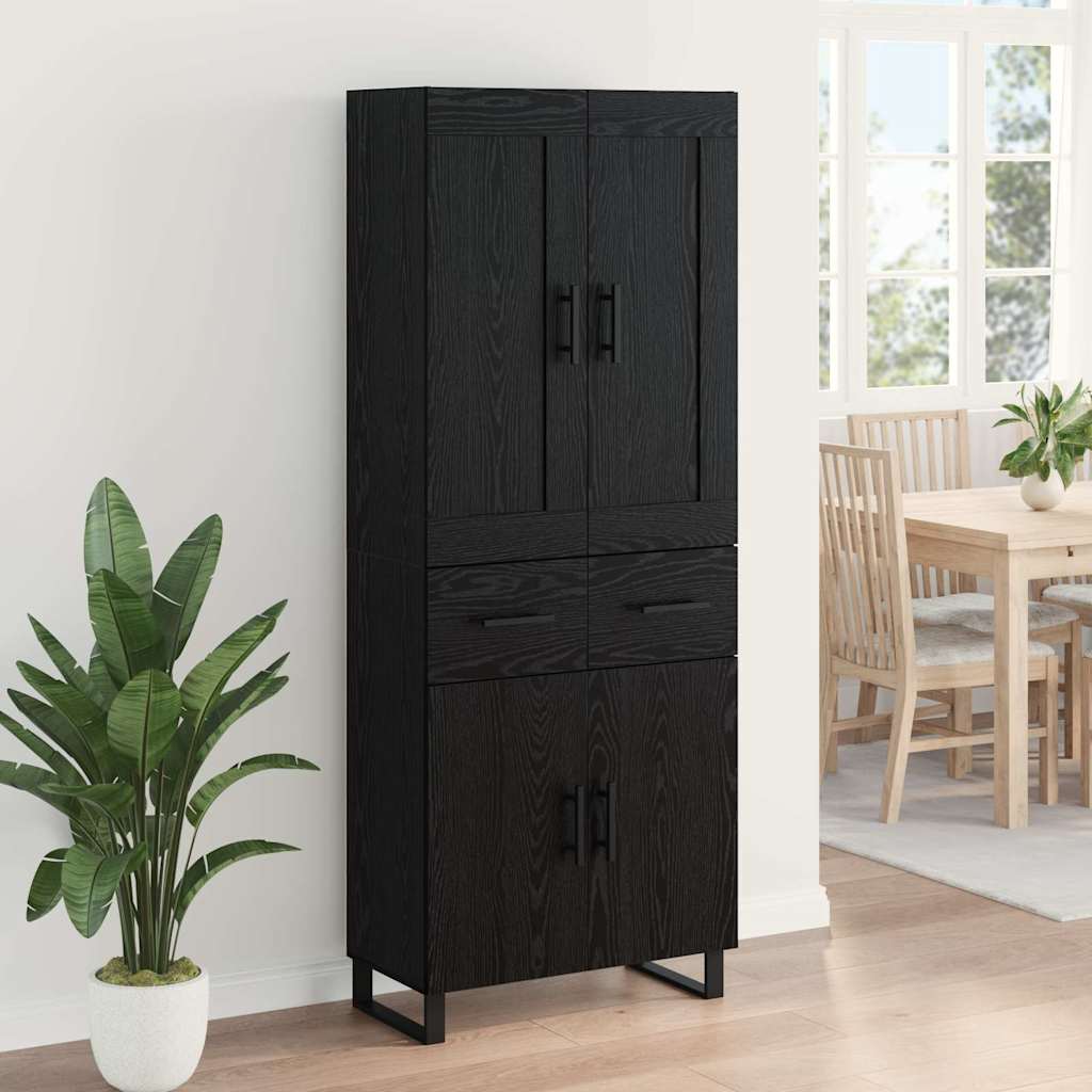 vidaXL Highboard Black Oak 69.5 x 34 x 180 cm Engineered Wood