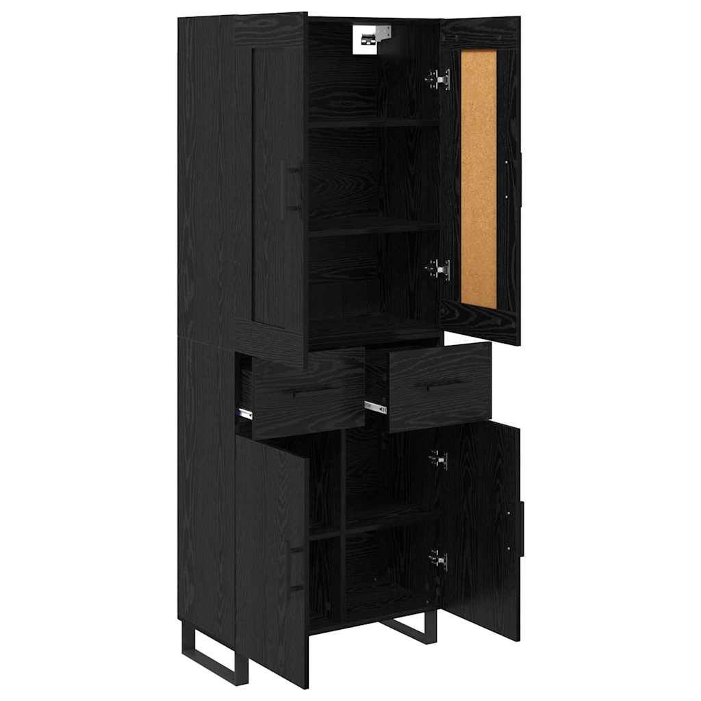vidaXL Highboard Black Oak 69.5 x 34 x 180 cm Engineered Wood