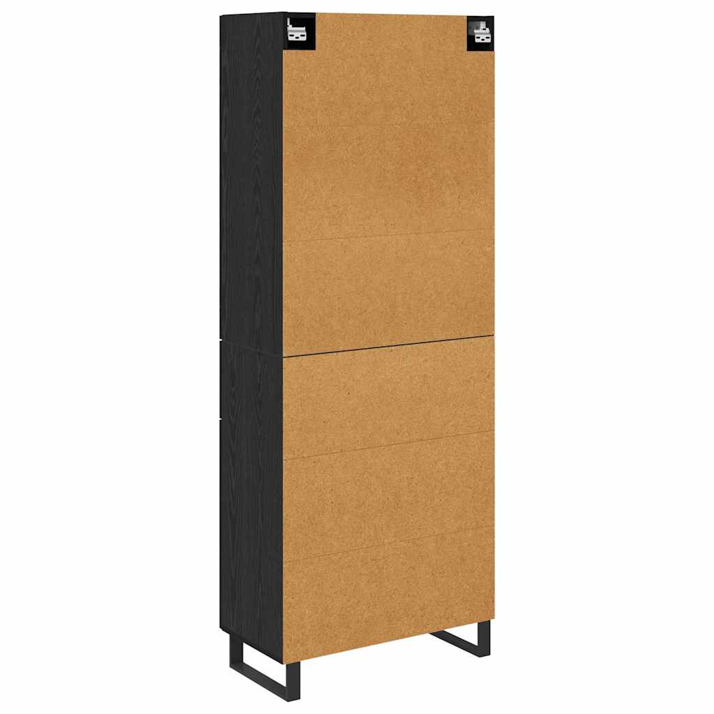 vidaXL Highboard Black Oak 69.5 x 34 x 180 cm Engineered Wood