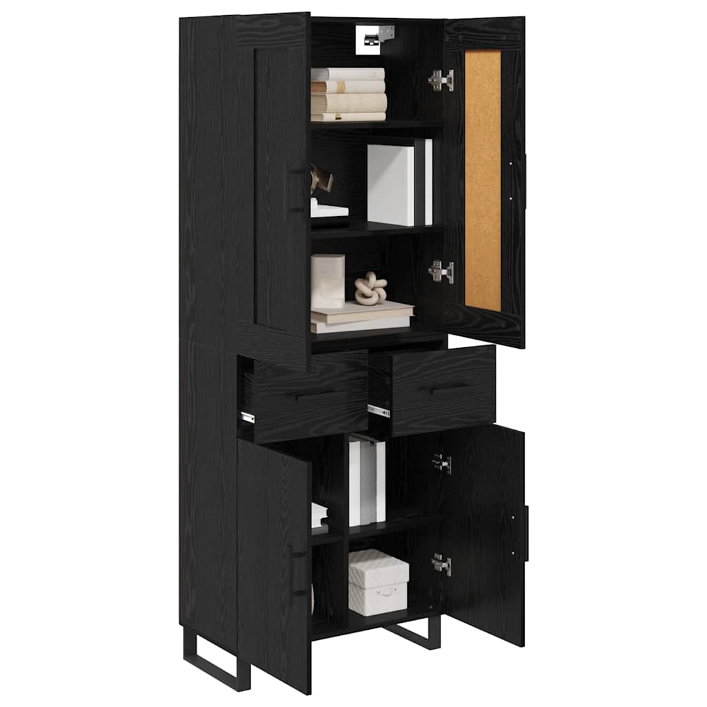 vidaXL Highboard Black Oak 69.5 x 34 x 180 cm Engineered Wood