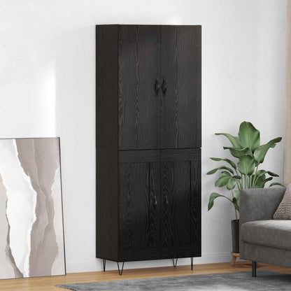 vidaXL Highboard 2 pcs Black Oak Engineered Wood and Glass