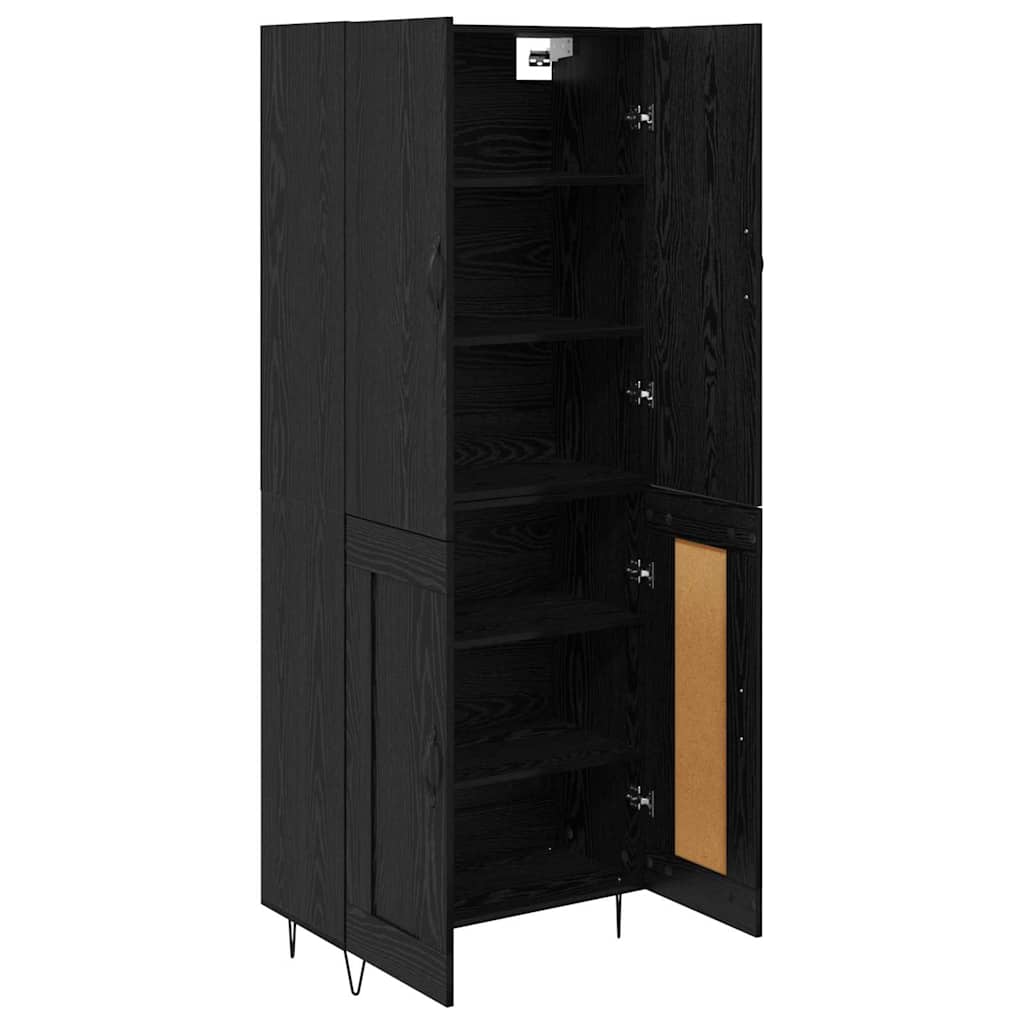 vidaXL Highboard 2 pcs Black Oak Engineered Wood and Glass