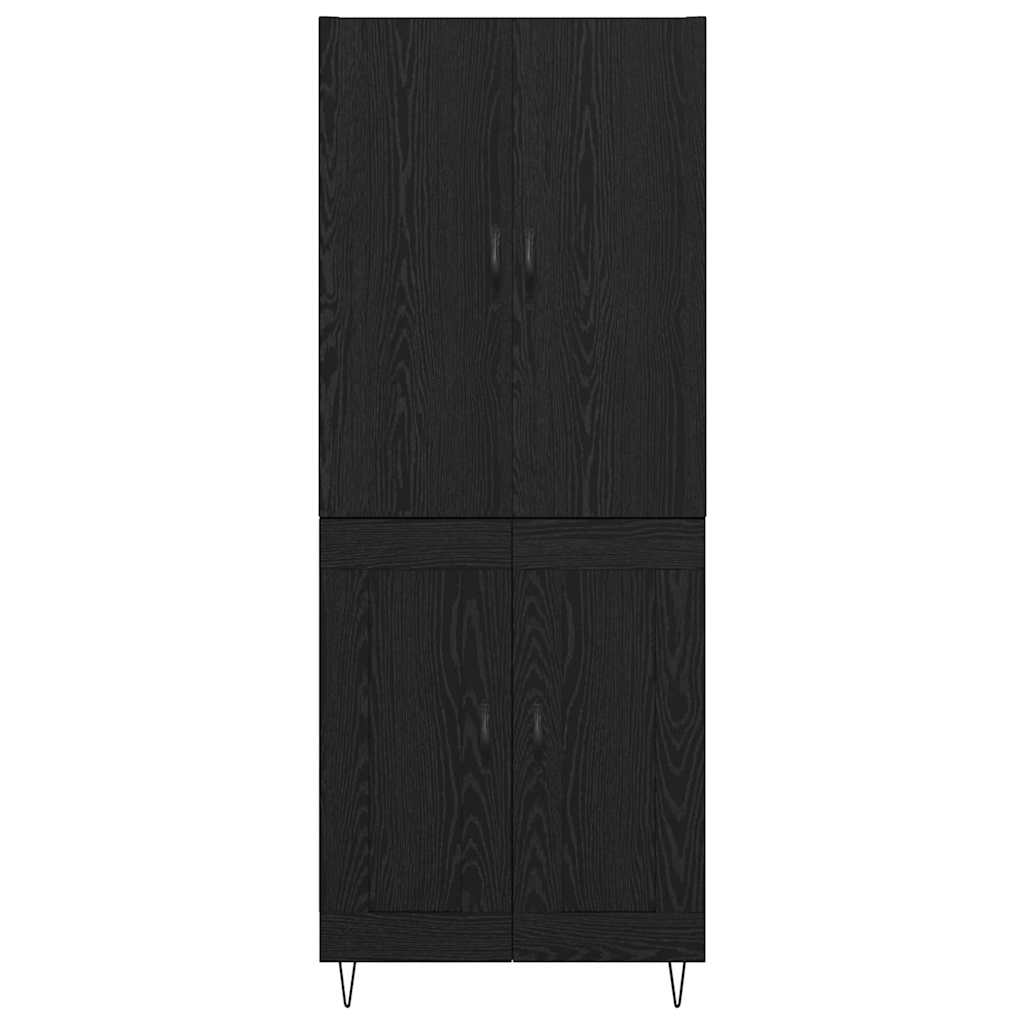 vidaXL Highboard 2 pcs Black Oak Engineered Wood and Glass