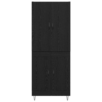 vidaXL Highboard 2 pcs Black Oak Engineered Wood and Glass
