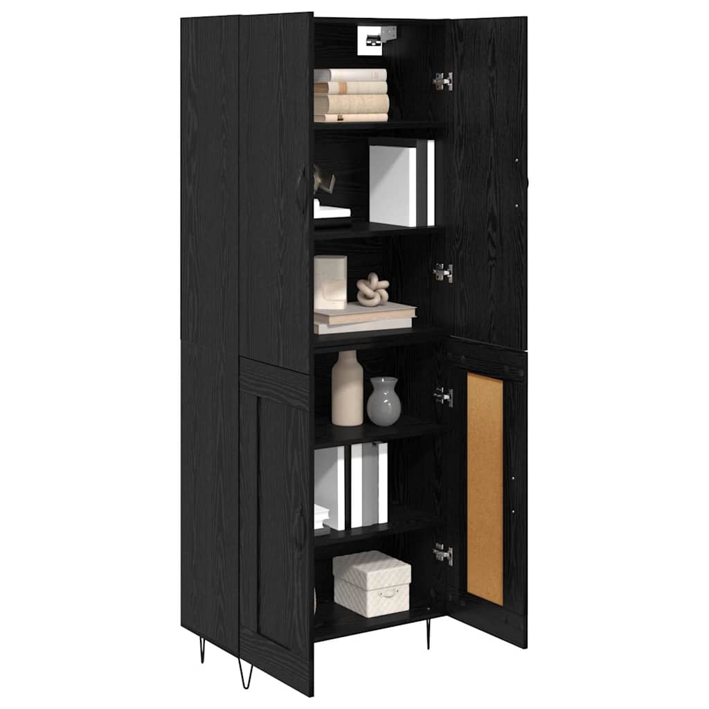vidaXL Highboard 2 pcs Black Oak Engineered Wood and Glass
