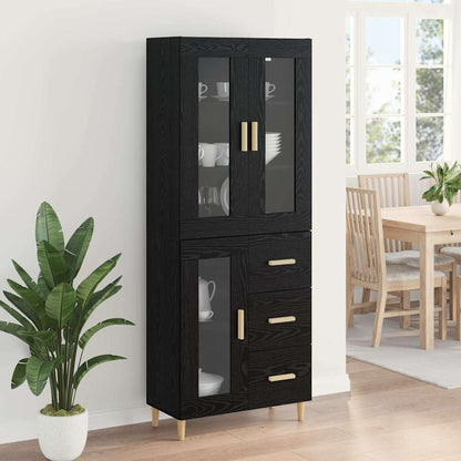 vidaXL Highboard Black Oak 69.5 x 34 x 180 cm Engineered Wood