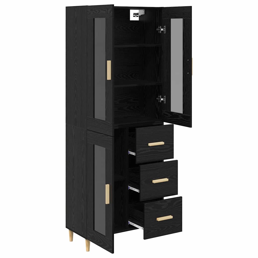 vidaXL Highboard Black Oak 69.5 x 34 x 180 cm Engineered Wood