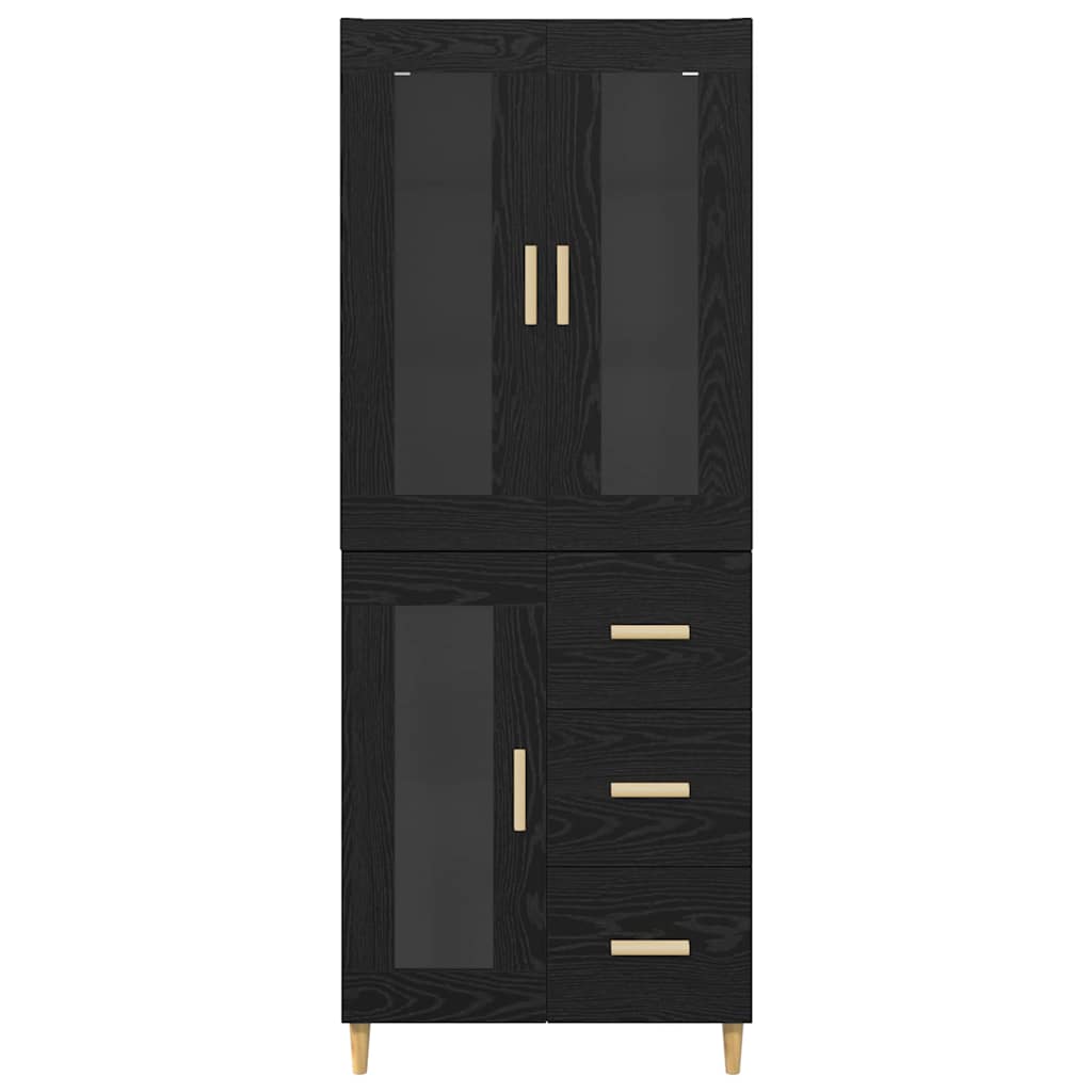 vidaXL Highboard Black Oak 69.5 x 34 x 180 cm Engineered Wood