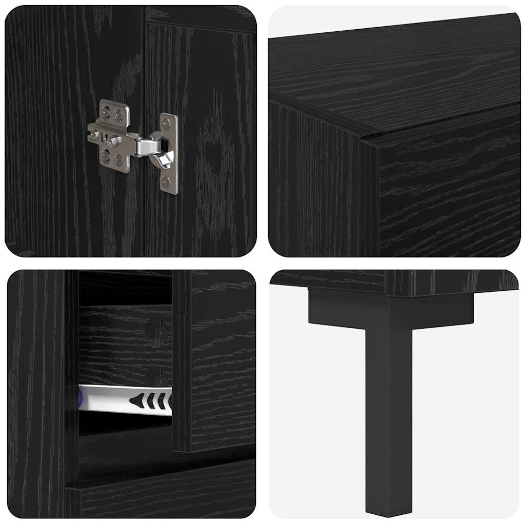 vidaXL Highboard with Drawer 2 pcs Black Oak Engineered Wood