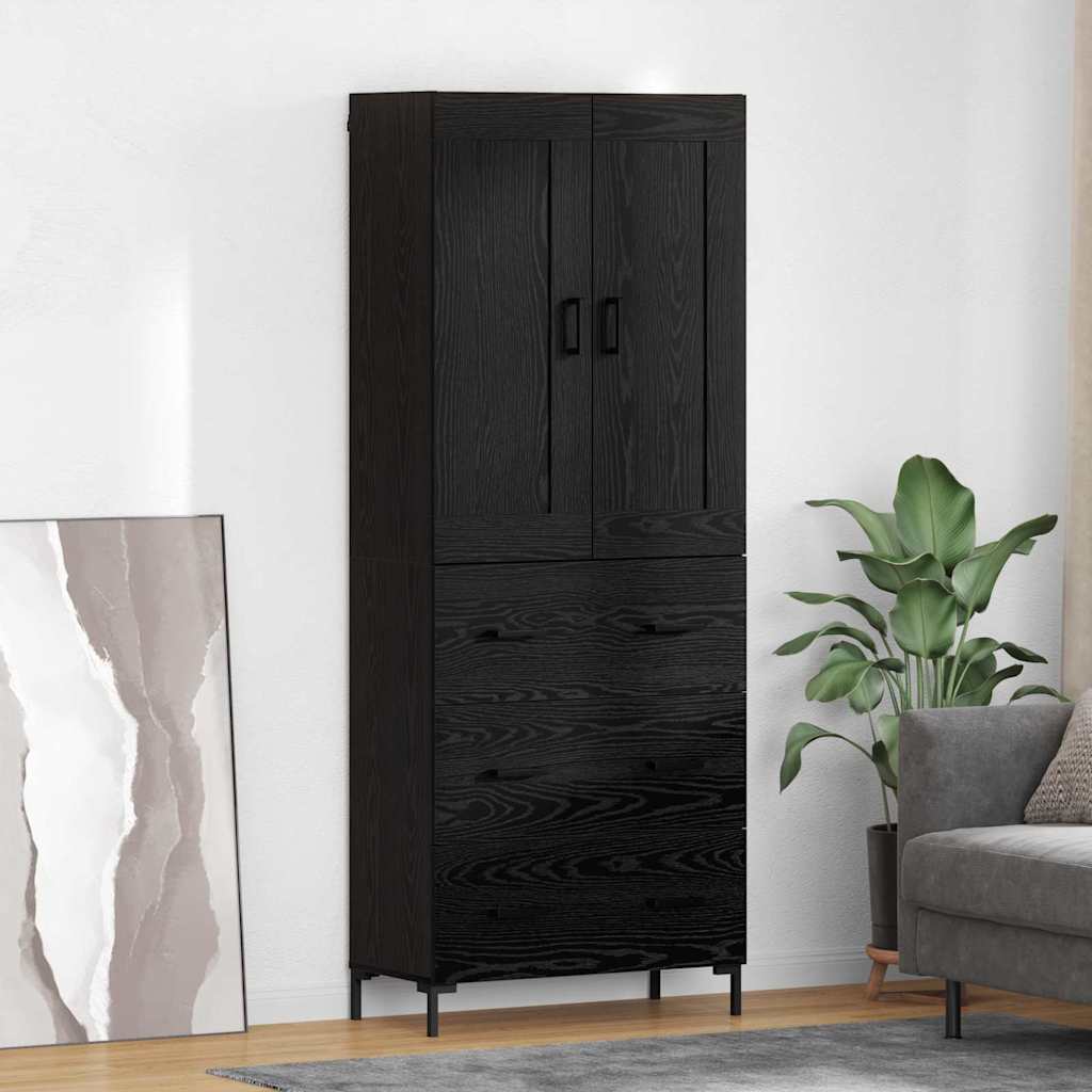 vidaXL Highboard with Drawer 2 pcs Black Oak Engineered Wood