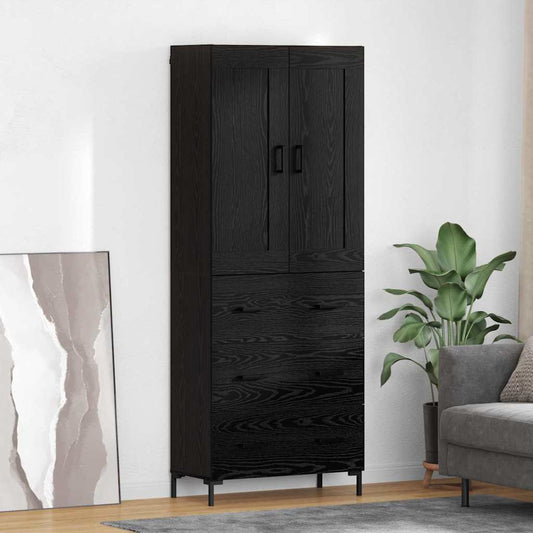 vidaXL Highboard with Drawer 2 pcs Black Oak Engineered Wood