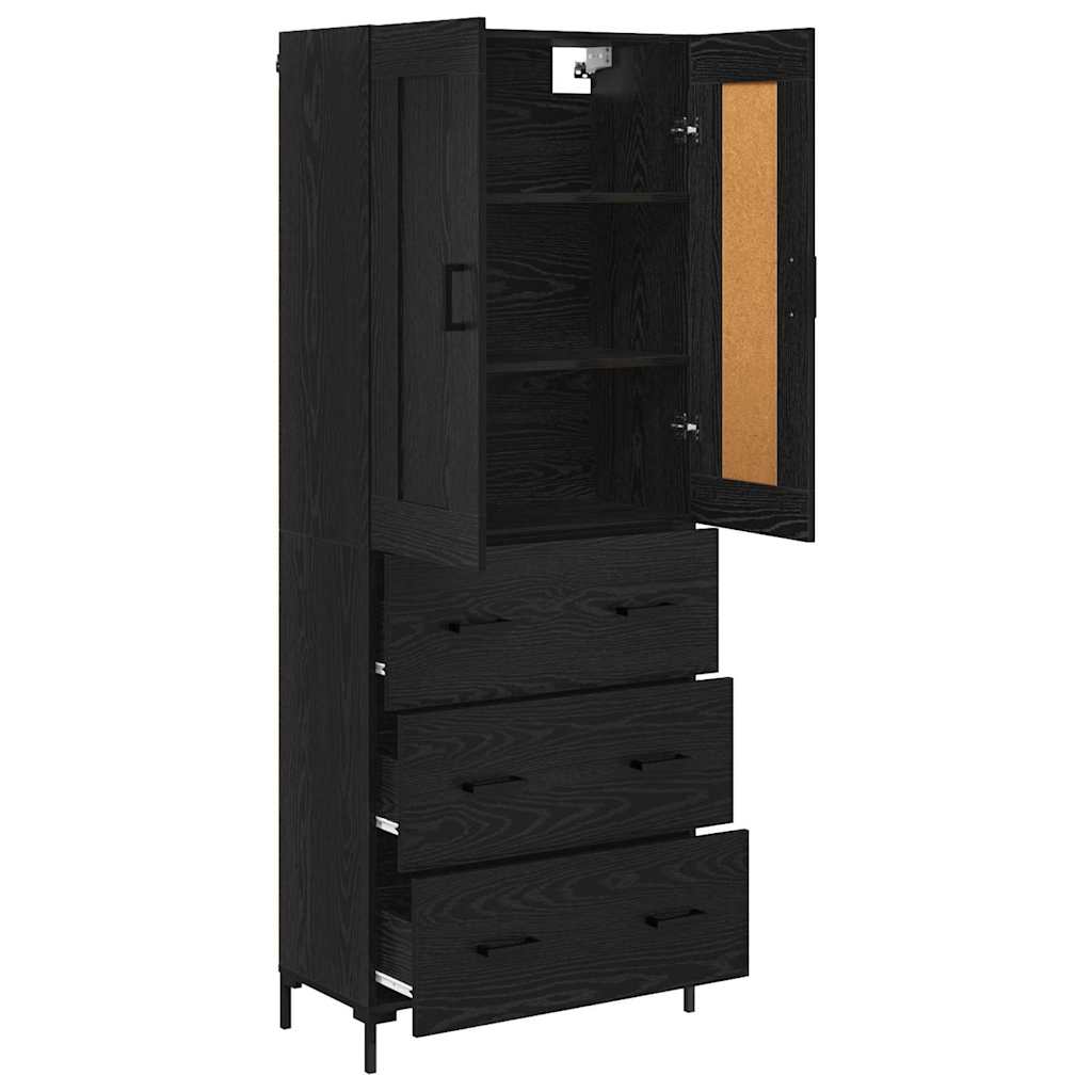 vidaXL Highboard with Drawer 2 pcs Black Oak Engineered Wood