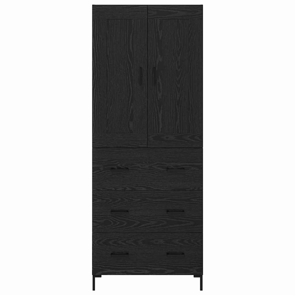 vidaXL Highboard with Drawer 2 pcs Black Oak Engineered Wood