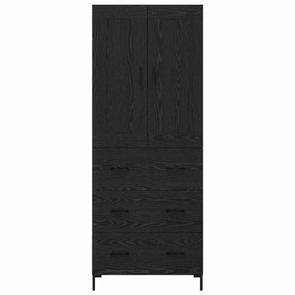 vidaXL Highboard with Drawer 2 pcs Black Oak Engineered Wood
