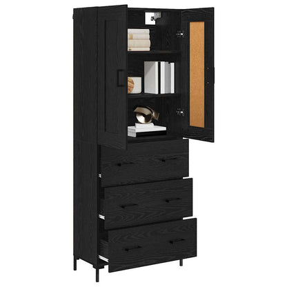 vidaXL Highboard with Drawer 2 pcs Black Oak Engineered Wood