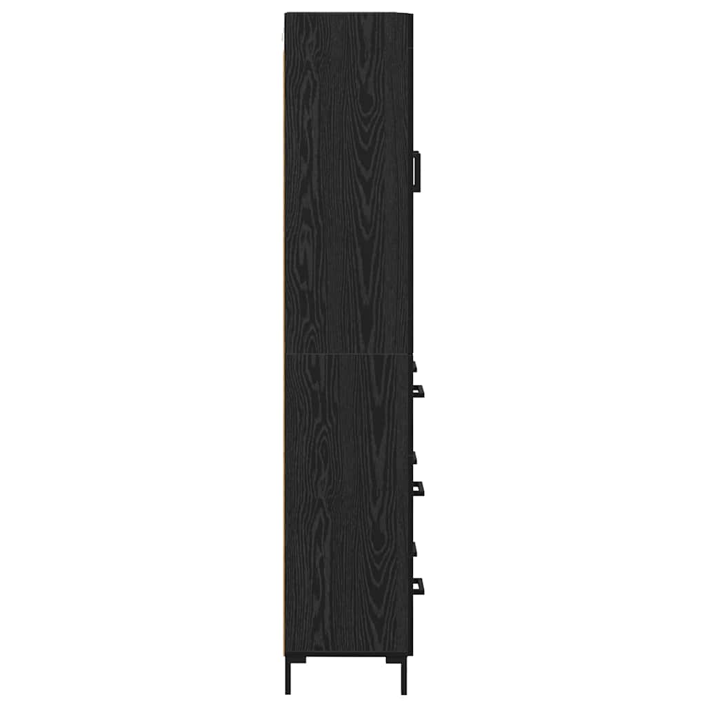 vidaXL Highboard with Drawer 2 pcs Black Oak Engineered Wood
