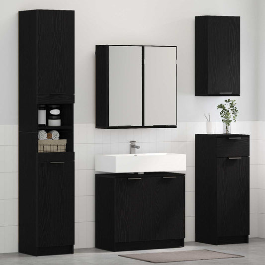 vidaXL Bathroom Furniture Set 5 pcs Black Oak Engineered Wood