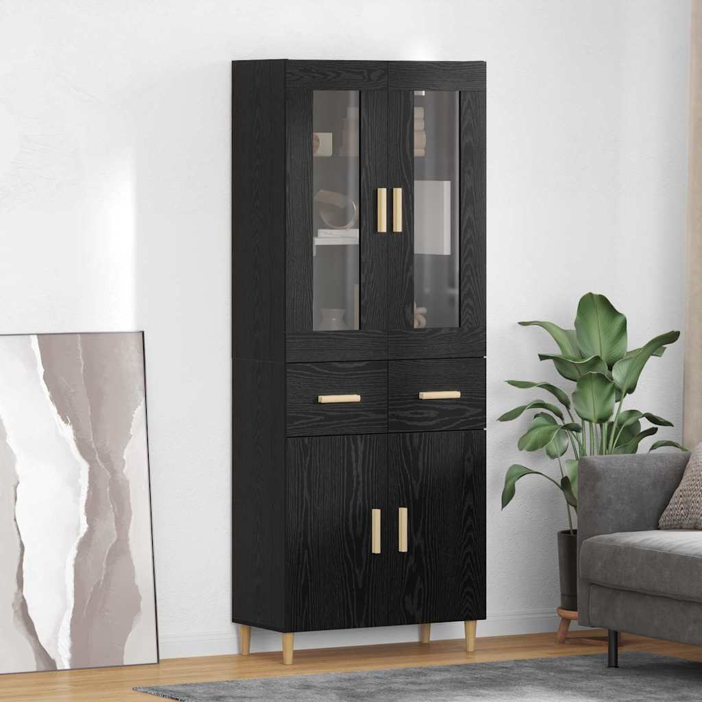 vidaXL Highboard Black Oak 69.5 x 34 x 180 cm Engineered Wood