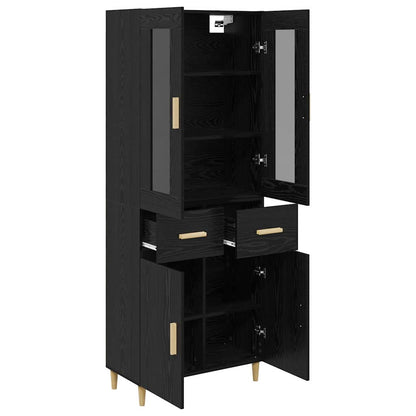 vidaXL Highboard Black Oak 69.5 x 34 x 180 cm Engineered Wood