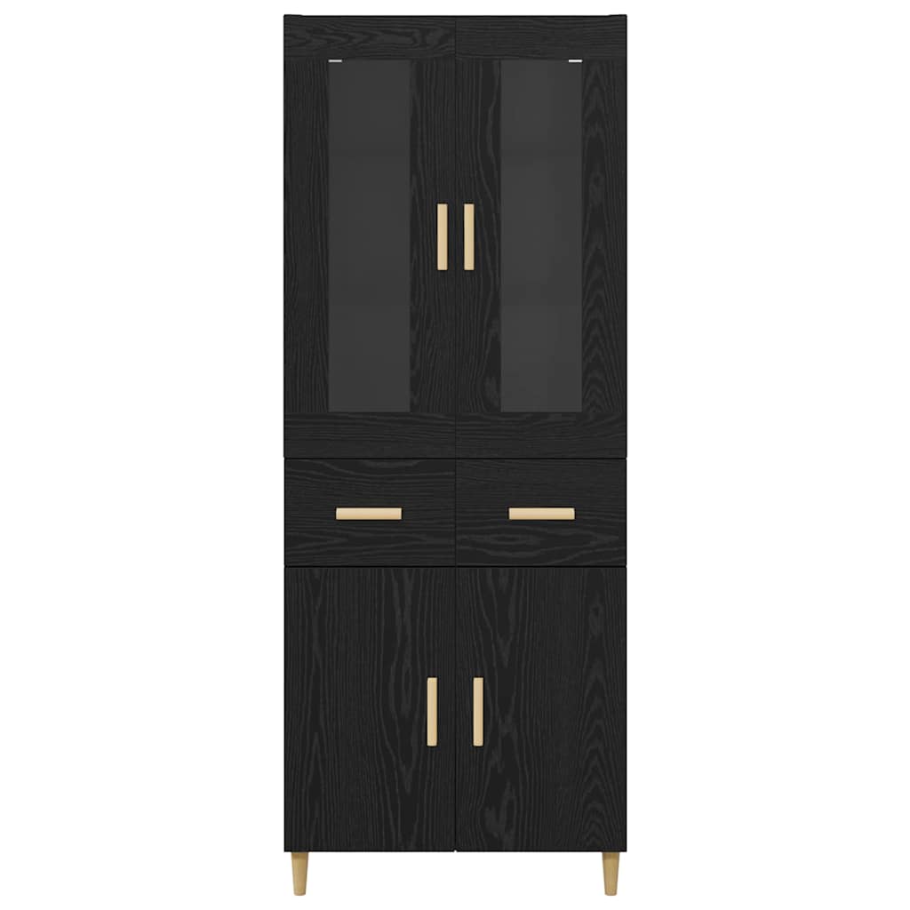vidaXL Highboard Black Oak 69.5 x 34 x 180 cm Engineered Wood