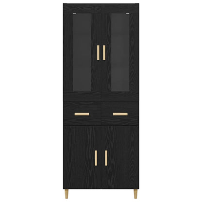 vidaXL Highboard Black Oak 69.5 x 34 x 180 cm Engineered Wood