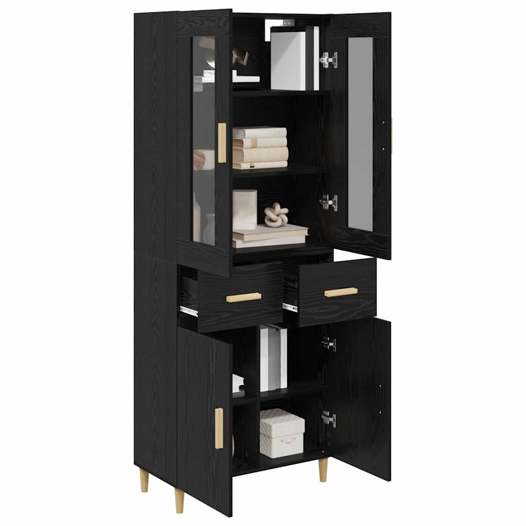 vidaXL Highboard Black Oak 69.5 x 34 x 180 cm Engineered Wood