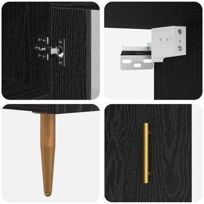 vidaXL Highboard 2 pcs Black Oak Engineered Wood