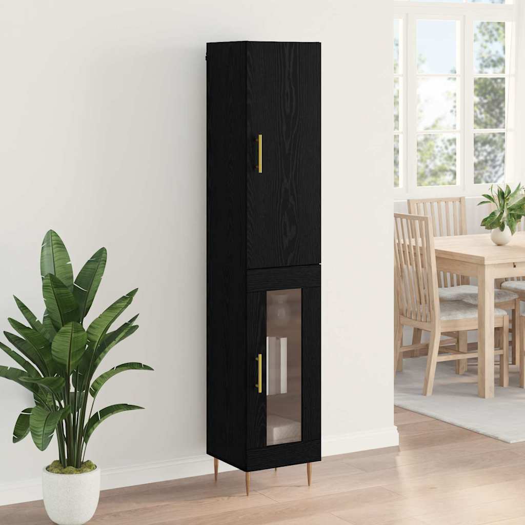 vidaXL Highboard 2 pcs Black Oak Engineered Wood