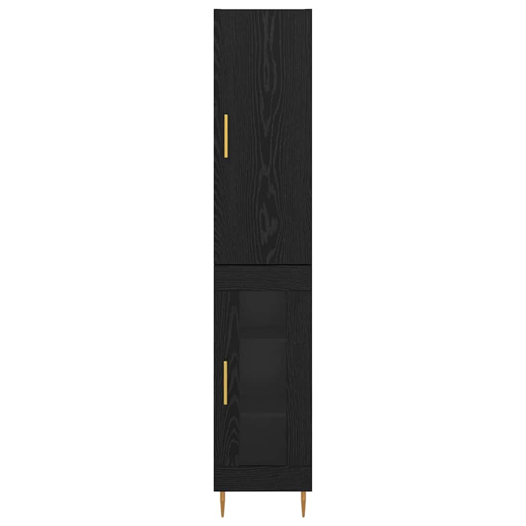 vidaXL Highboard 2 pcs Black Oak Engineered Wood
