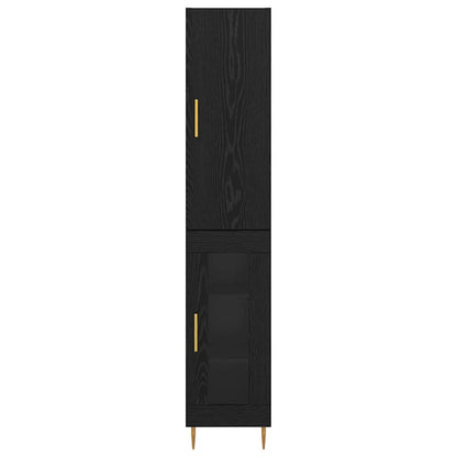 vidaXL Highboard 2 pcs Black Oak Engineered Wood