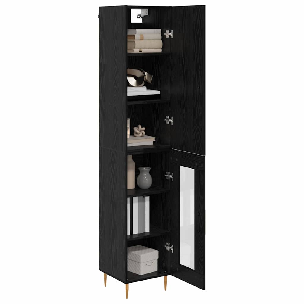 vidaXL Highboard 2 pcs Black Oak Engineered Wood