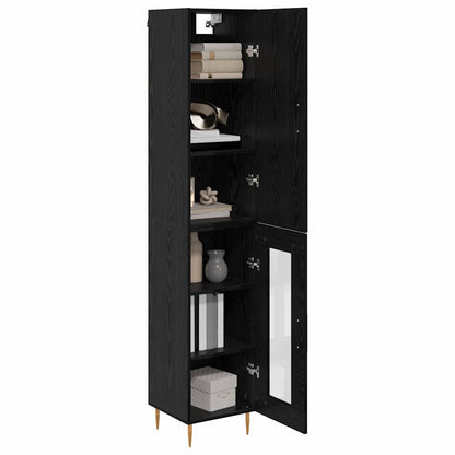vidaXL Highboard 2 pcs Black Oak Engineered Wood