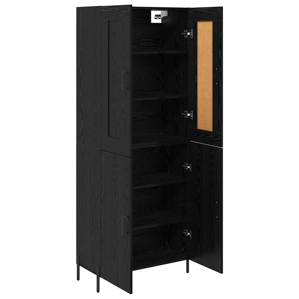 vidaXL Highboard 2 pcs Black Oak Engineered Wood