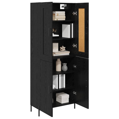 vidaXL Highboard 2 pcs Black Oak Engineered Wood