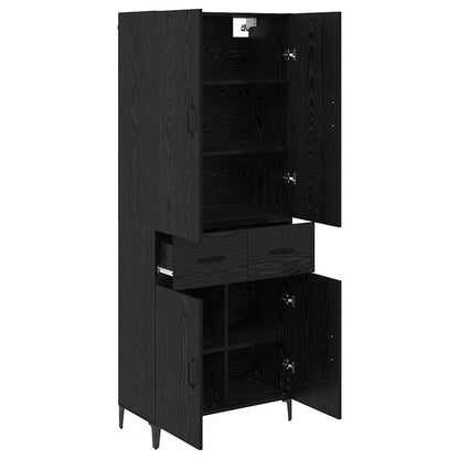 vidaXL Highboard Black Oak 69.5 x 34 x 180 cm Engineered Wood
