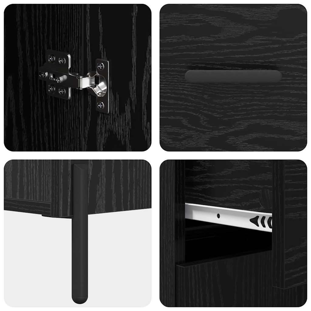 vidaXL Highboard with Drawer 2 pcs Black Oak Engineered Wood