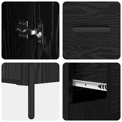 vidaXL Highboard with Drawer 2 pcs Black Oak Engineered Wood
