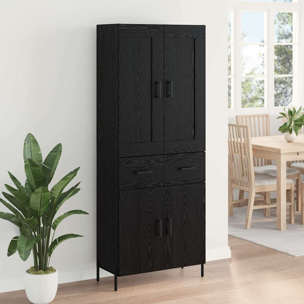 vidaXL Highboard with Drawer 2 pcs Black Oak Engineered Wood