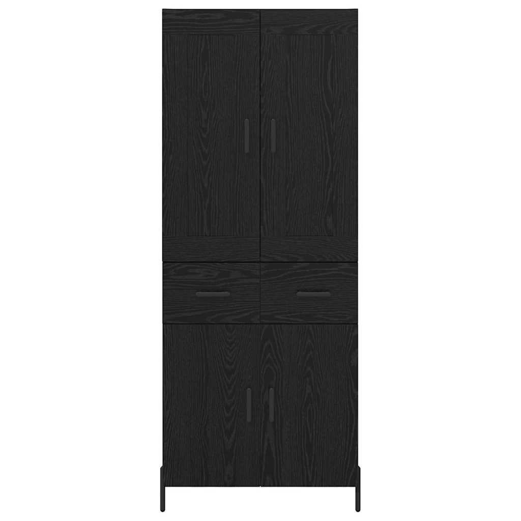 vidaXL Highboard with Drawer 2 pcs Black Oak Engineered Wood
