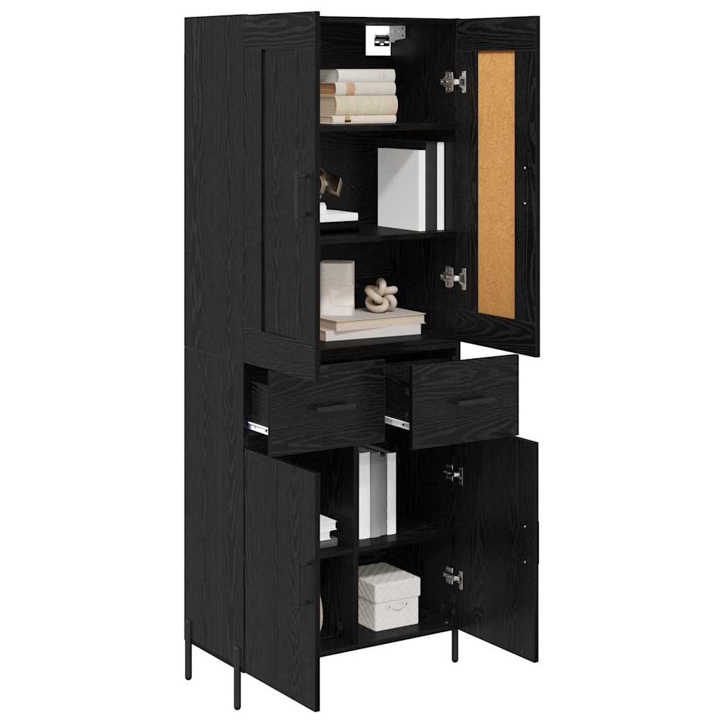 vidaXL Highboard with Drawer 2 pcs Black Oak Engineered Wood