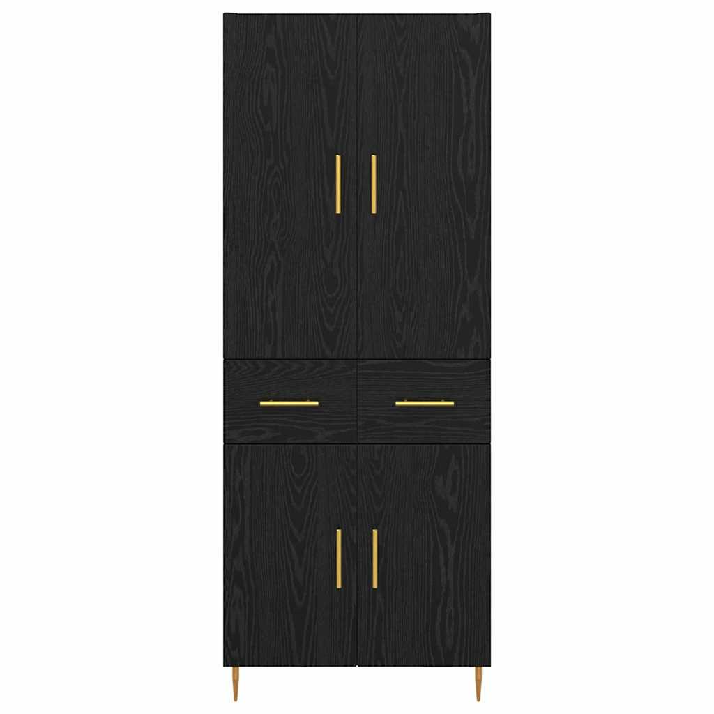 vidaXL Highboard Black Oak 69.5 x 34 x 180 cm Engineered Wood