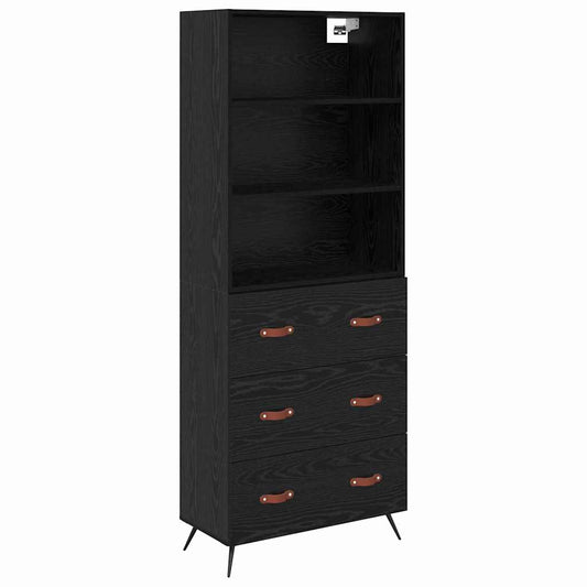 vidaXL Highboard Black oak 69.5 x 34 x 180 cm Engineered Wood