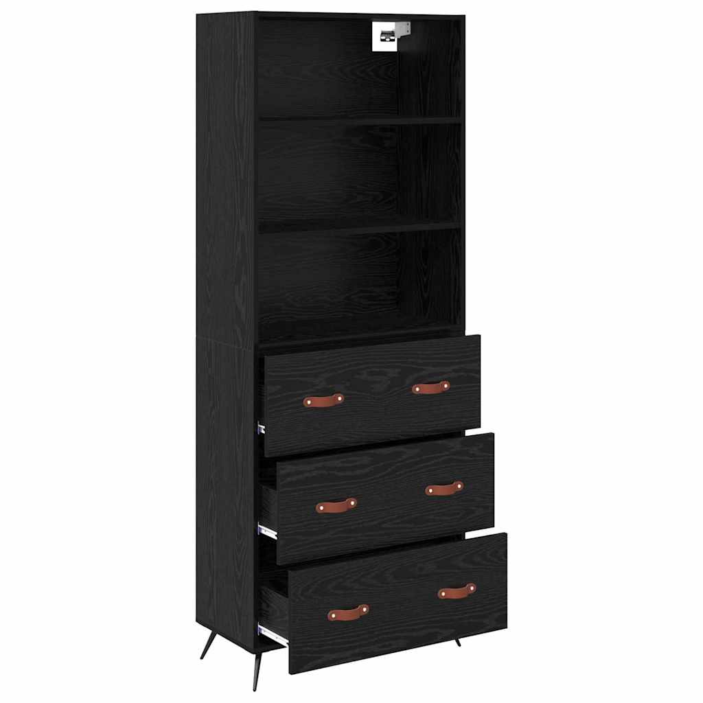 vidaXL Highboard Black oak 69.5 x 34 x 180 cm Engineered Wood