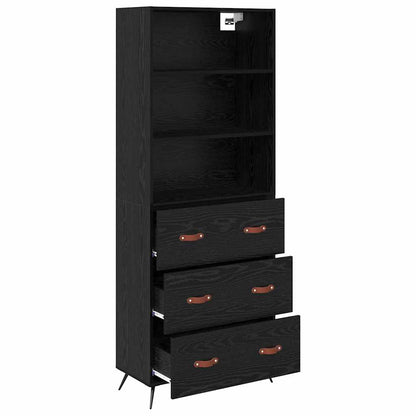 vidaXL Highboard Black oak 69.5 x 34 x 180 cm Engineered Wood