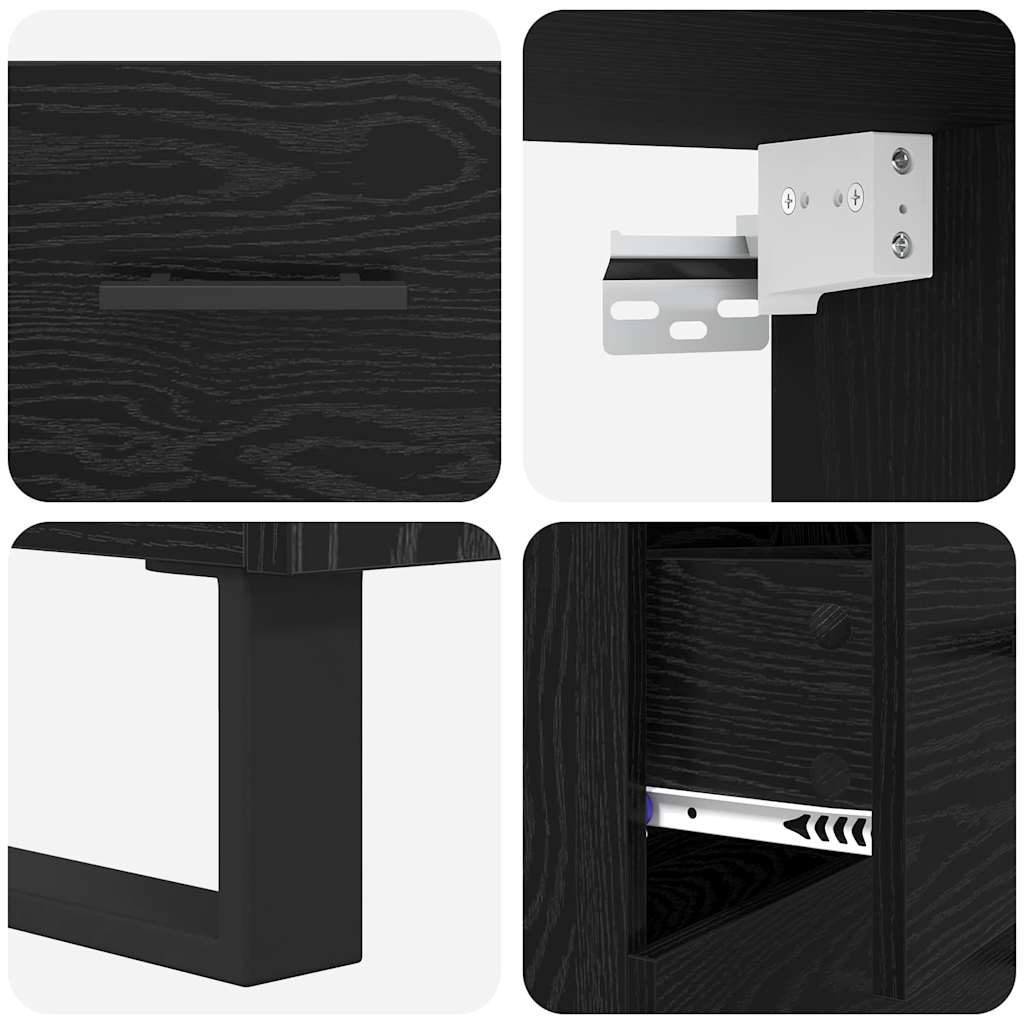 vidaXL Highboard with Drawer 2 pcs Black Oak Engineered Wood