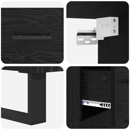 vidaXL Highboard with Drawer 2 pcs Black Oak Engineered Wood