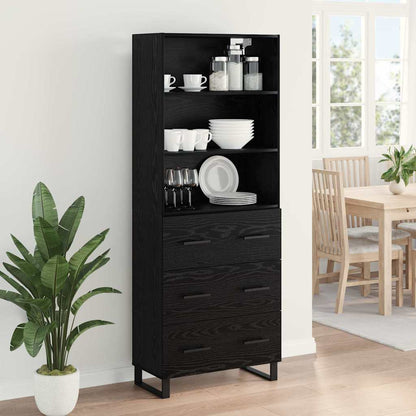 vidaXL Highboard with Drawer 2 pcs Black Oak Engineered Wood